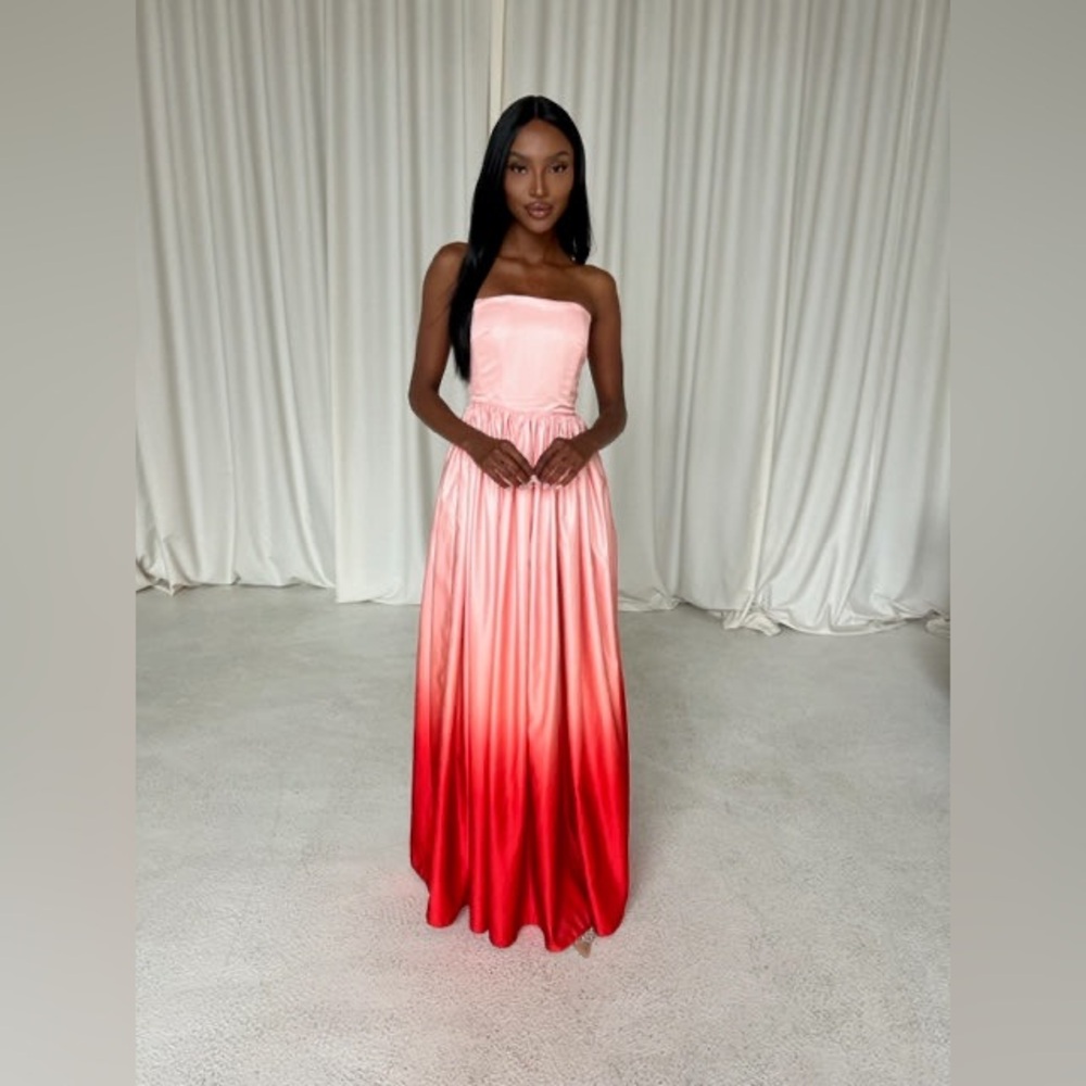 SAU LEE Teigen Gown In Blush Red Ombre, brand new, never worn, no flaws. - Picture 5 of 15